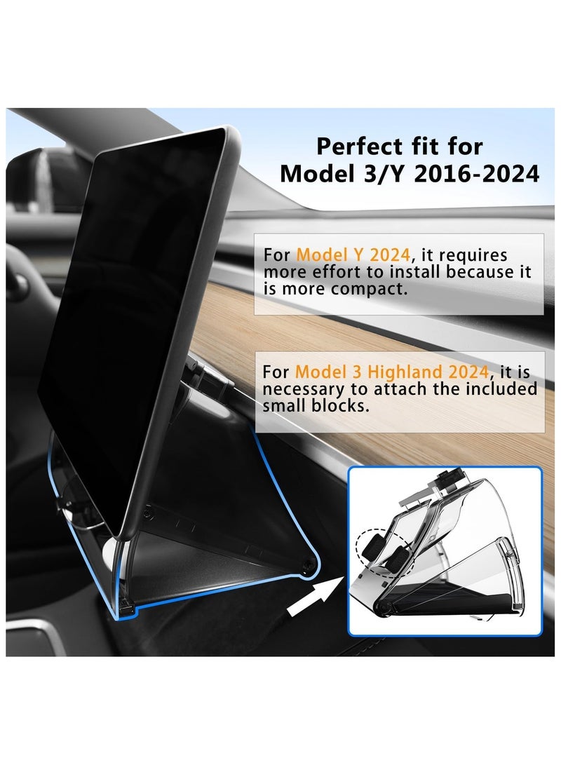 SYOSI Hideable Under Screen Storage for Tesla Model Y Model 3, 2016-2024 Center Console Organizer Tray Sunglasses Holder with Black Anti-Slip Pad Open and Close Function Designed - Image 3