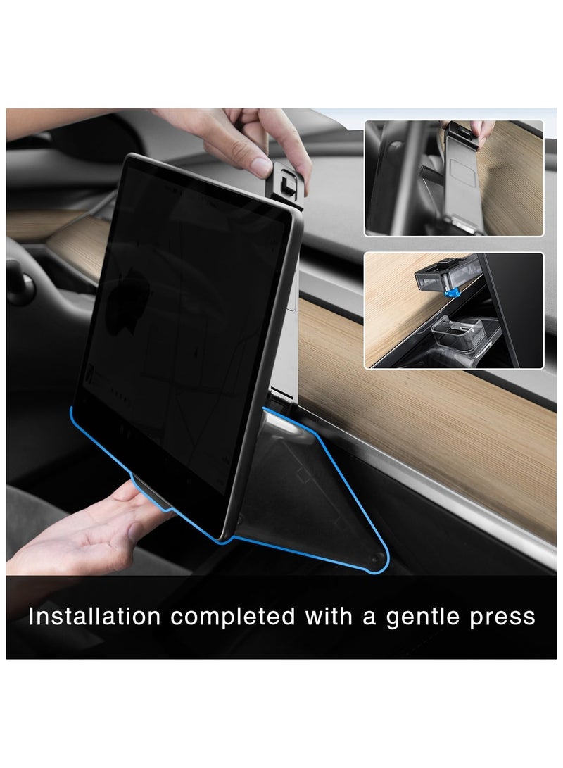 SYOSI Hideable Under Screen Storage for Tesla Model Y Model 3, 2016-2024 Center Console Organizer Tray Sunglasses Holder with Black Anti-Slip Pad Open and Close Function Designed - Image 5