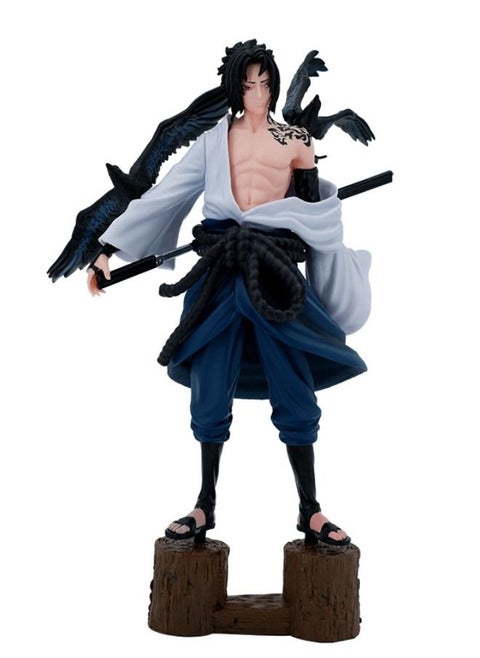 Naruto Uchiha Sasuke Action Figure with Base, Uchiha Sasuke Figure Toy, Anime Realistic Statue Figure, Super Collectible Model Statue Anime Figure Toy 27CM