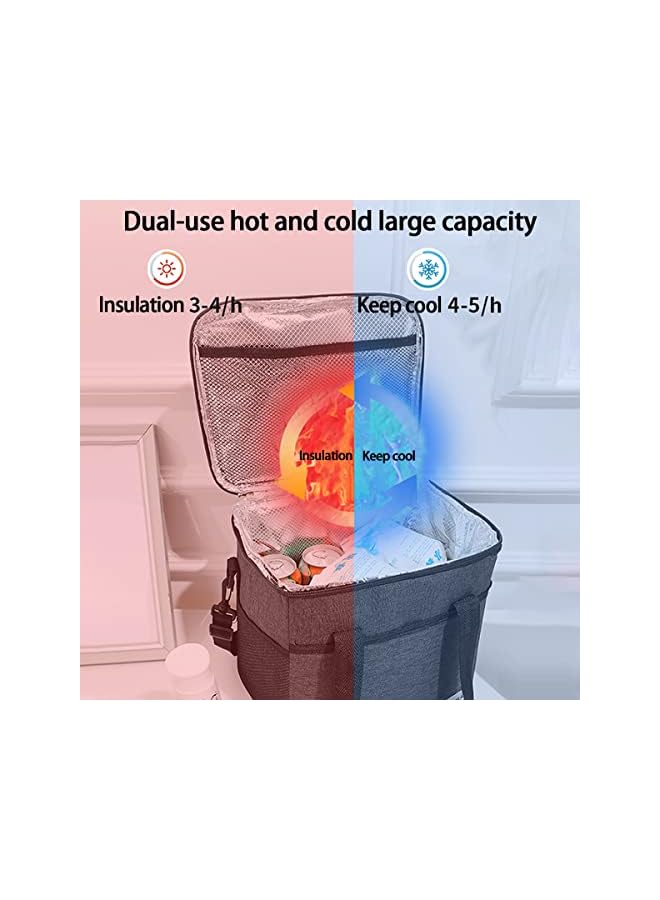 Zaboon حقيبة بينتو معزولة للحرارة والبرودة، حقيبة غداء معزولة بورق ألومنيوم، حقيبة بينتو للمكتب/النزهة، أزرق داكن (رمادي) - Image 3