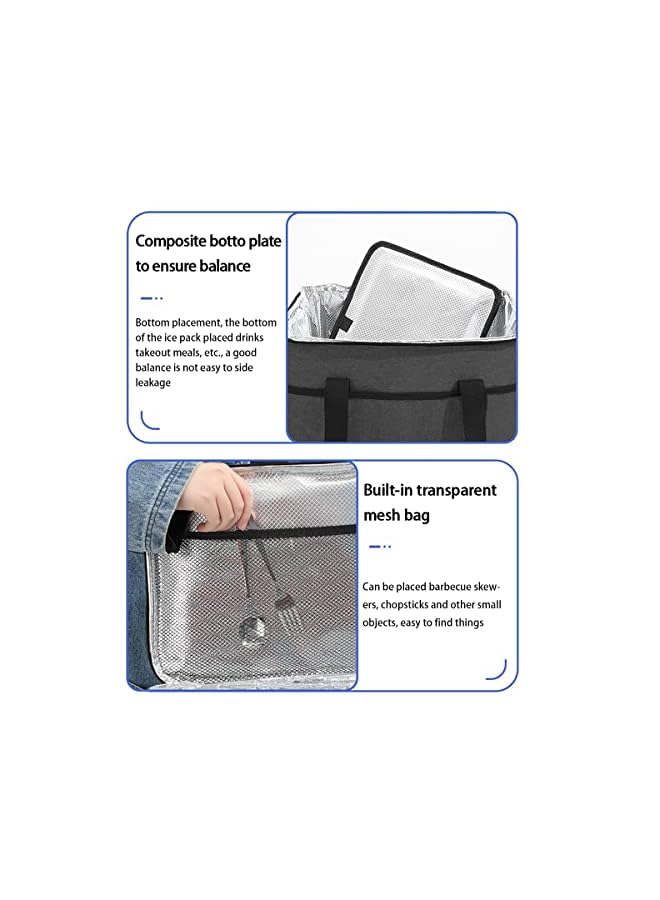 Zaboon حقيبة بينتو معزولة للحرارة والبرودة، حقيبة غداء معزولة بورق ألومنيوم، حقيبة بينتو للمكتب/النزهة، أزرق داكن (رمادي) - Image 4