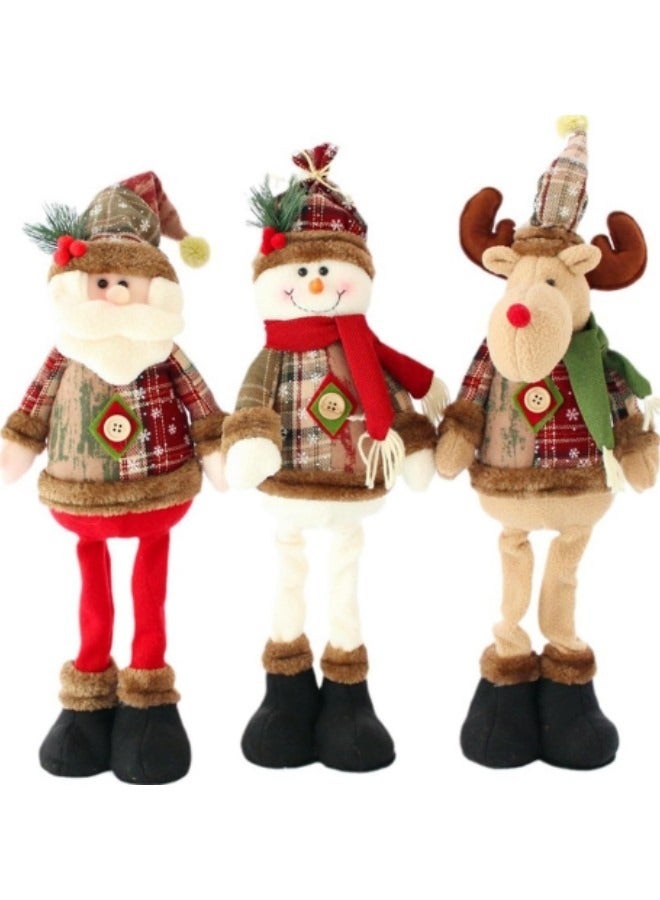 GGEROU 3-Piece Decoration Standing Plush Ornaments, Telescopic Length Standing Doll for Table Fireplace Home Decoration - Image 1