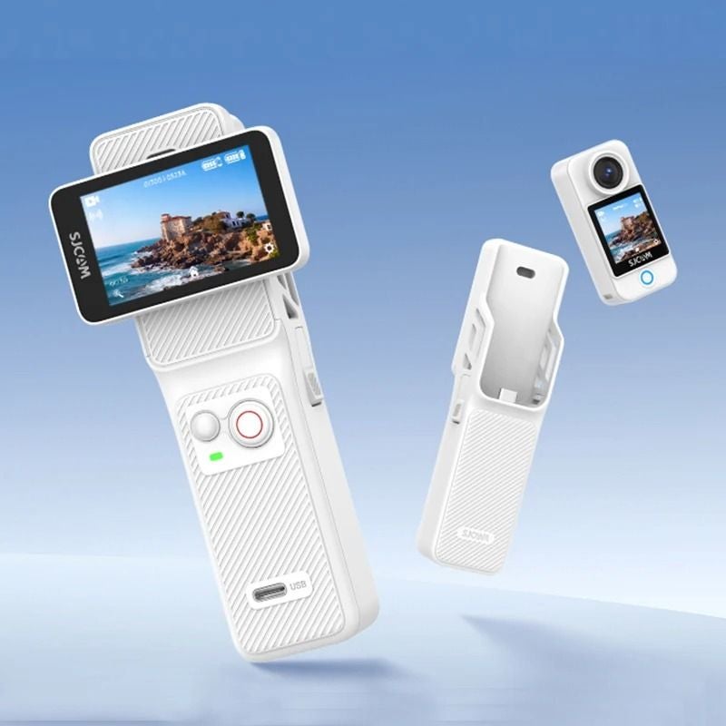 Sjcam C400 with Handheld Action Camera, Pocket + Handheld 7H Power Riding Set 4K, Stabilized Night Vision Vlog Live Streaming, White - Image 4