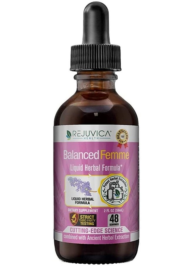 Rejuvica Health Balanced Femme Natural Pms And Menopause Support For Hot Flashes With Black Cohosh Allnatural Liquid For 2X Absorption  - Image 1