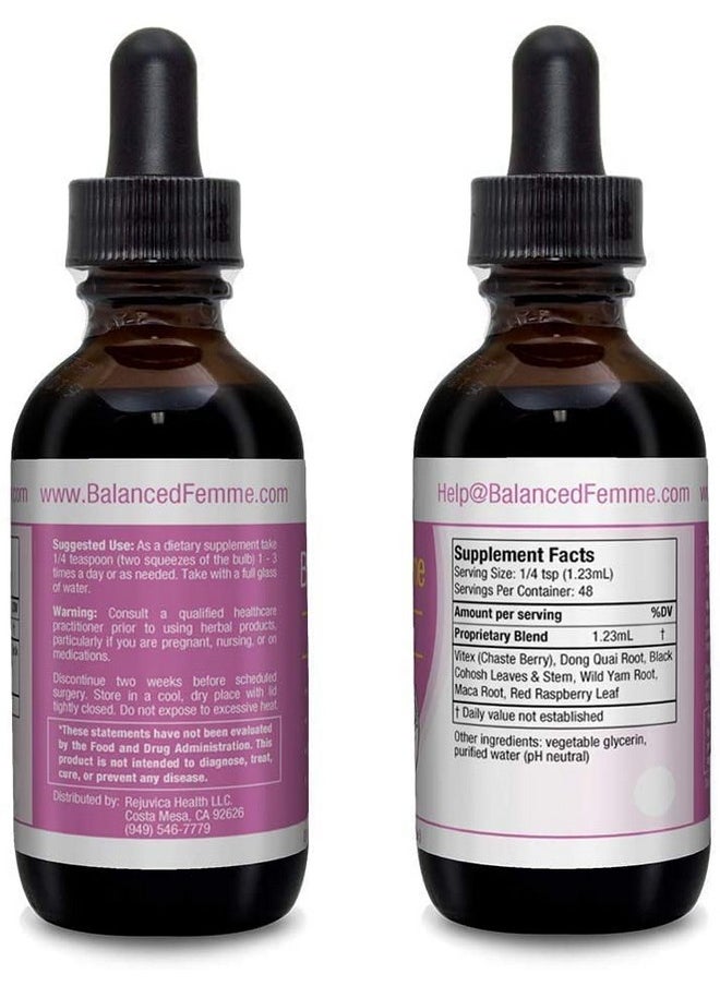 Rejuvica Health Balanced Femme Natural Pms And Menopause Support For Hot Flashes With Black Cohosh Allnatural Liquid For 2X Absorption  - Image 3