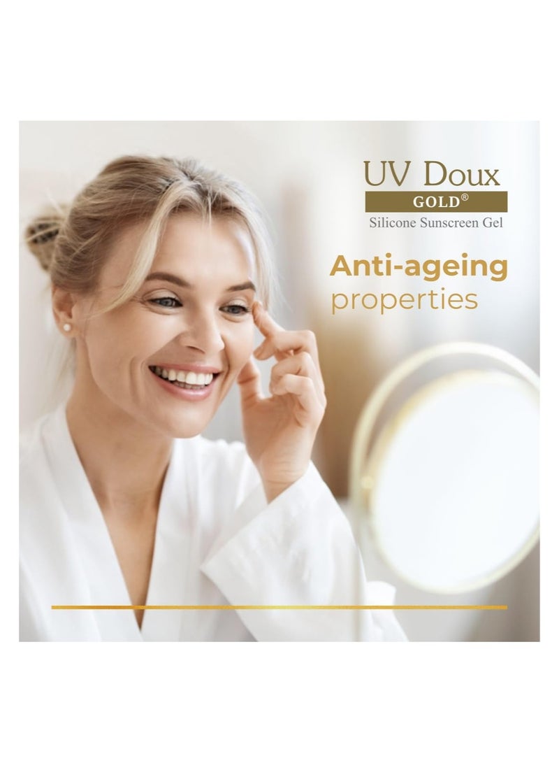Brinton UV Doux Gold Silicone Sunscreen Gel SPF 50 PA+++ | Enriched with Vitamin C & E | UVA/UVB With Broad Spectrum Protection | Anti-Aging & Anti-Oxidant rich Water Resistant Ultra Light Gel for Hyperpigmentation | Benzene Free | 50 g - Image 2