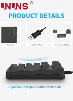 UNUNS Number Pad,Mechanical USB Wired Numeric Keypad With RGB LED Backlit,21 Keys Numpad,Mini Numpad Portable Mechanical Numeric Keypad For Laptop/Desktop/Computer/PC,Black  - Image 4