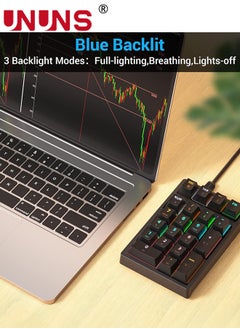 UNUNS Number Pad,Mechanical USB Wired Numeric Keypad With RGB LED Backlit,21 Keys Numpad,Mini Numpad Portable Mechanical Numeric Keypad For Laptop/Desktop/Computer/PC,Black  - Image 3
