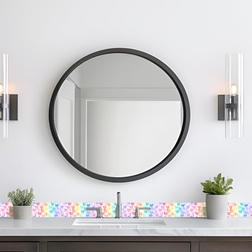 HOMETITUTE Wallpaper Border Peel and Stick Rainbow Heart Texture Decorative Wall Trim Self Adhesive Border for Walls Mirror Frame Accent Strip for Bedroom Bathroom Kitchen Living Room 4x196 Inch - Image 3