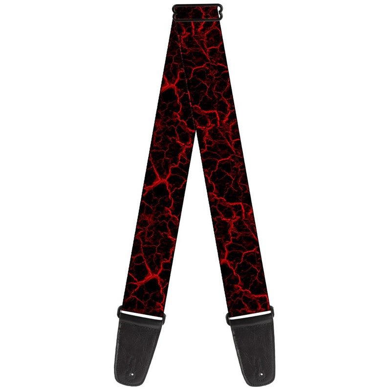 Buckle Down Guitar Strap Marble Black Red 2 Inches Wide - Image 2