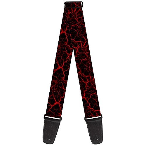 Buckle Down Guitar Strap Marble Black Red 2 Inches Wide - Image 1