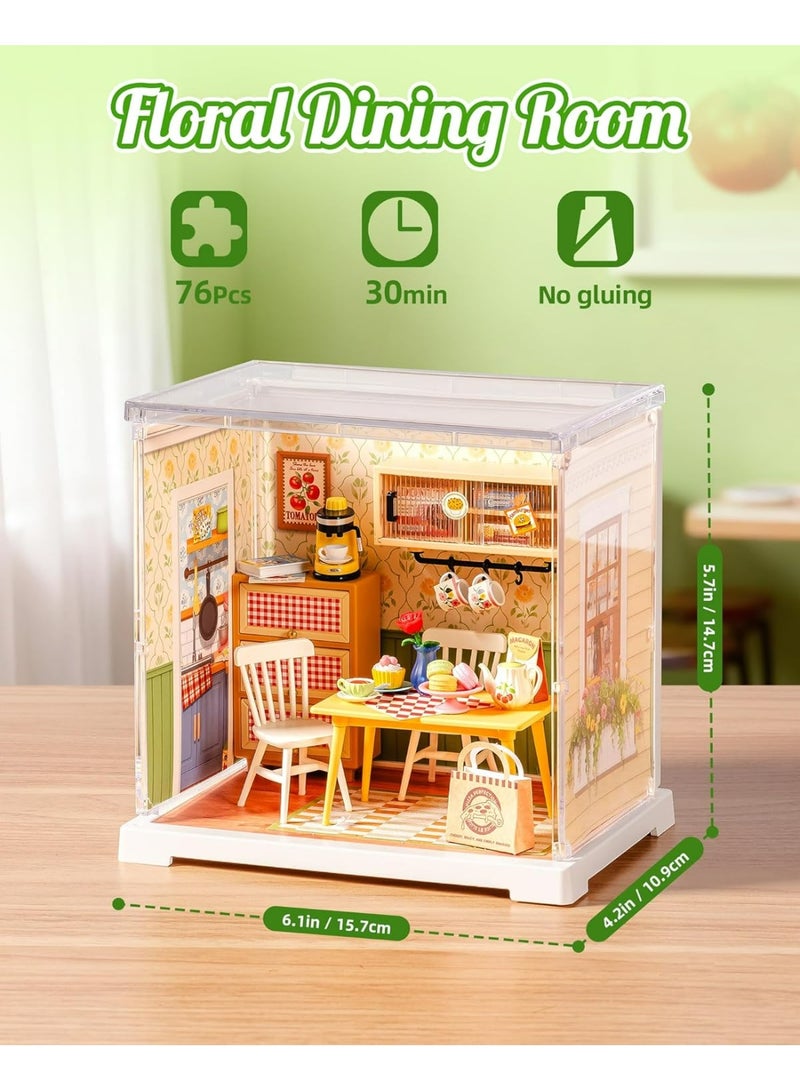 Rolife ROBOTIME Rolife Floral Dining Room DIY Miniature House DWS06B - Image 3