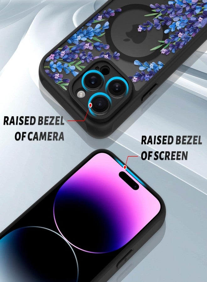 OOK Case for iPhone 14 Pro Max 6.7 (Compatible with MagSafe) Purple Floral Flowers Lavender Design Translucent Phone Cover Soft TPU + Hard PC Anti-Scratch Shockproof Magnetic Cute Case for Women - Image 3