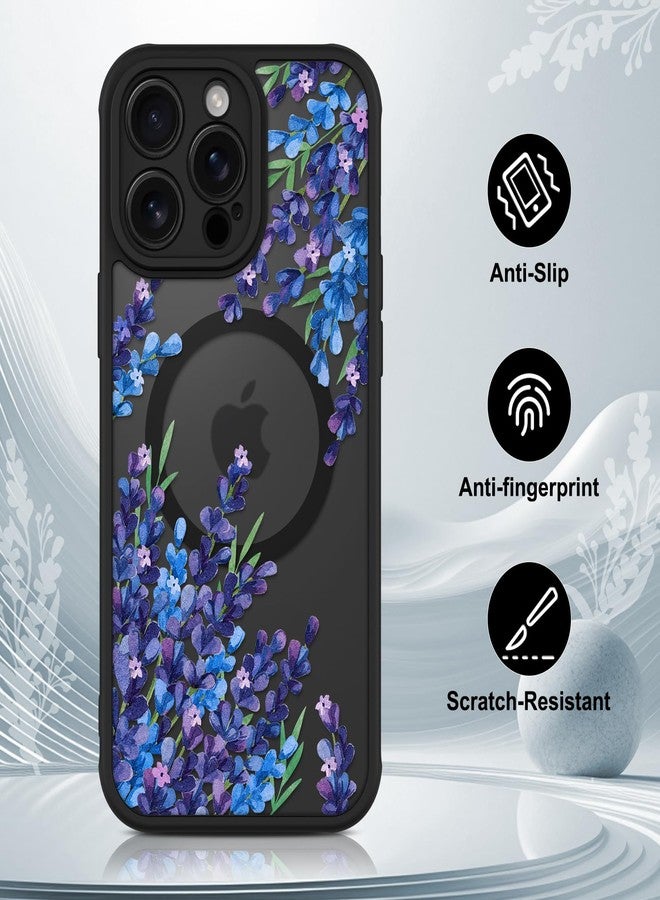 OOK Case for iPhone 14 Pro Max 6.7 (Compatible with MagSafe) Purple Floral Flowers Lavender Design Translucent Phone Cover Soft TPU + Hard PC Anti-Scratch Shockproof Magnetic Cute Case for Women - Image 5