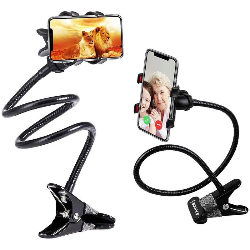 Sounce Mobile Stand Holder Metal Built - Cell Phone Stand Perfect for Video Table Online Class Home Bed Flexible Charging Hand Bike Movie Office Gift Desktop Heavy Duty Lazy Mount Multi Angle Clamp - Image 1