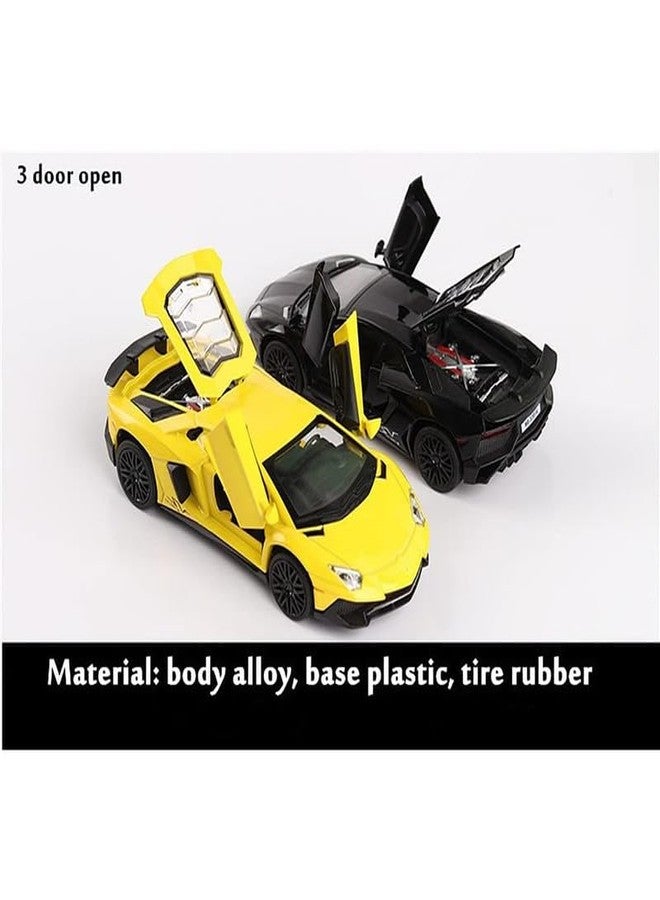AHBHT Kids Model 1:32 LP750 Die Cast Metal Car Pull Back Action Opening Doors with Realistic Engine Sound Lights Toy Car Gift for Boys - Yellow - Image 5