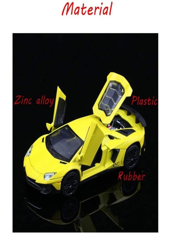 AHBHT Kids Model 1:32 LP750 Die Cast Metal Car Pull Back Action Opening Doors with Realistic Engine Sound Lights Toy Car Gift for Boys - Yellow - Image 4