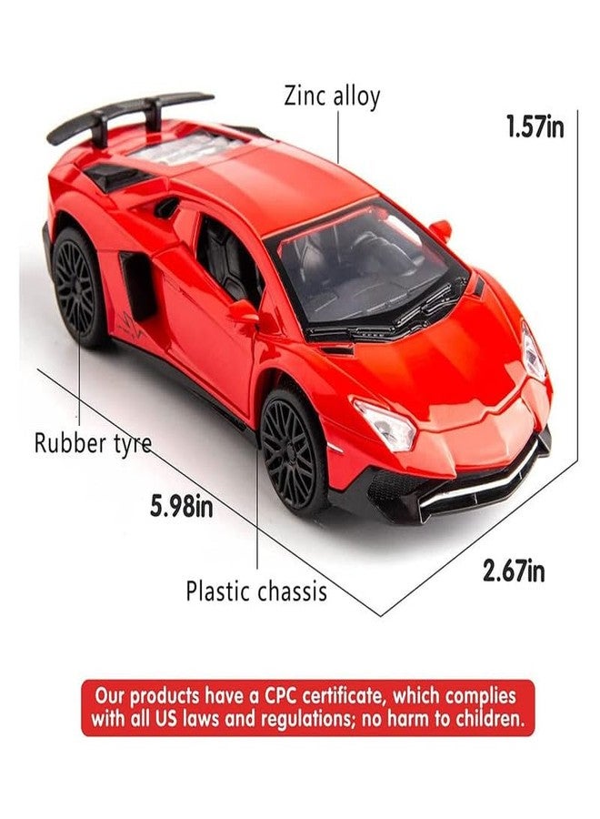 AHBHT Kids Model 1:32 LP750 Die Cast Metal Car Pull Back Action Opening Doors with Realistic Engine Sound Lights Toy Car Gift for Boys - Yellow - Image 2