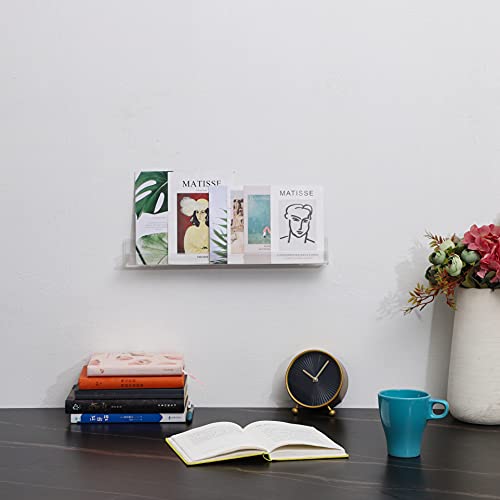 Cq acrylic 4 Pack Vinyl Record Wall Display,15" Acrylic Invisible Floating Bookshelf for Kids Room,Clear Wall Mounted Hanging Book Shelves,Modern Picture Ledge Display and Album Vinyl Wall Mount Shelf - Image 4