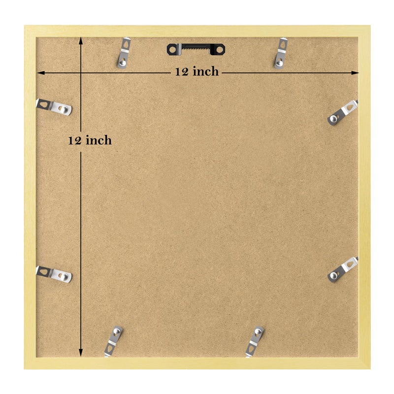 eletecpro 12x12 Picture Frames Set of 9 with Clear Acrylic Cover, Display 8x8 Photos with Mat or 12x12 Without, Classic and Sturdy Square Collage Gallery Wall Decor, Easy Wall Mount, Gold - Image 4