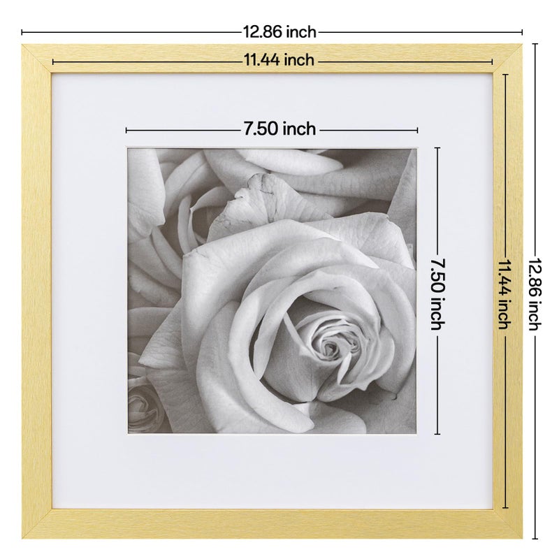 eletecpro 12x12 Picture Frames Set of 9 with Clear Acrylic Cover, Display 8x8 Photos with Mat or 12x12 Without, Classic and Sturdy Square Collage Gallery Wall Decor, Easy Wall Mount, Gold - Image 3