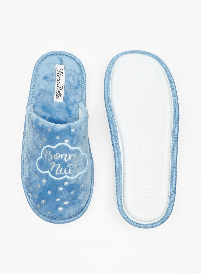 Flora Bella By Shoexpress Womens Textured Slip On Bedroom Slippers