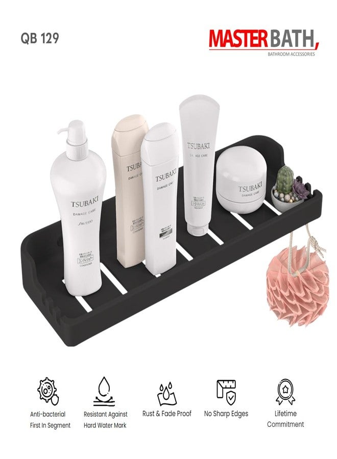 MASTER BATH رف دش MASTER BATH QM129 UF، ملحقات حمام، رف دش سيراميك أبيض، أرفف حمام، ملحقات، رف دش فاخر، منظم حمام (أسود) - Image 2