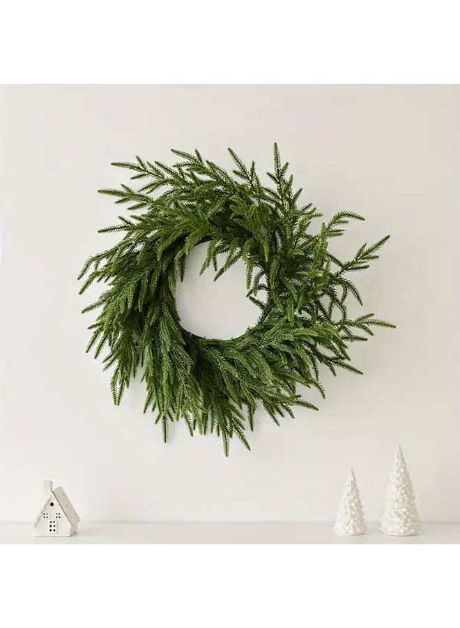 Realistic PE Soft Gel Christmas Wreath Evergreen Foliage Wall Decor No Electricity Needed Durable - Image 1
