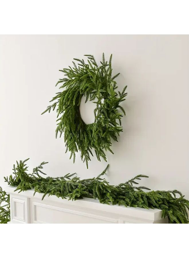 Realistic PE Soft Gel Christmas Wreath Evergreen Foliage Wall Decor No Electricity Needed Durable - Image 2