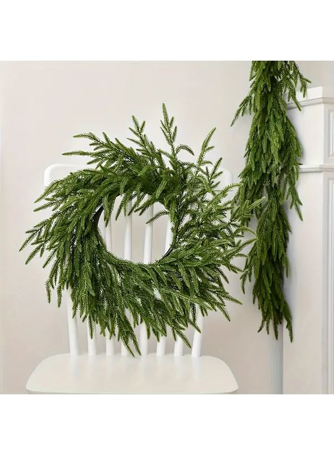 Realistic PE Soft Gel Christmas Wreath Evergreen Foliage Wall Decor No Electricity Needed Durable - Image 5