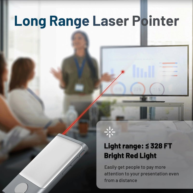 Cheerdots Bluetooth Presentation Clicker Wireless Presenter, Air Mouse with Red Light Presentation Remote for Mac, Windows, iPad OS and Android, Space Gray - Image 5