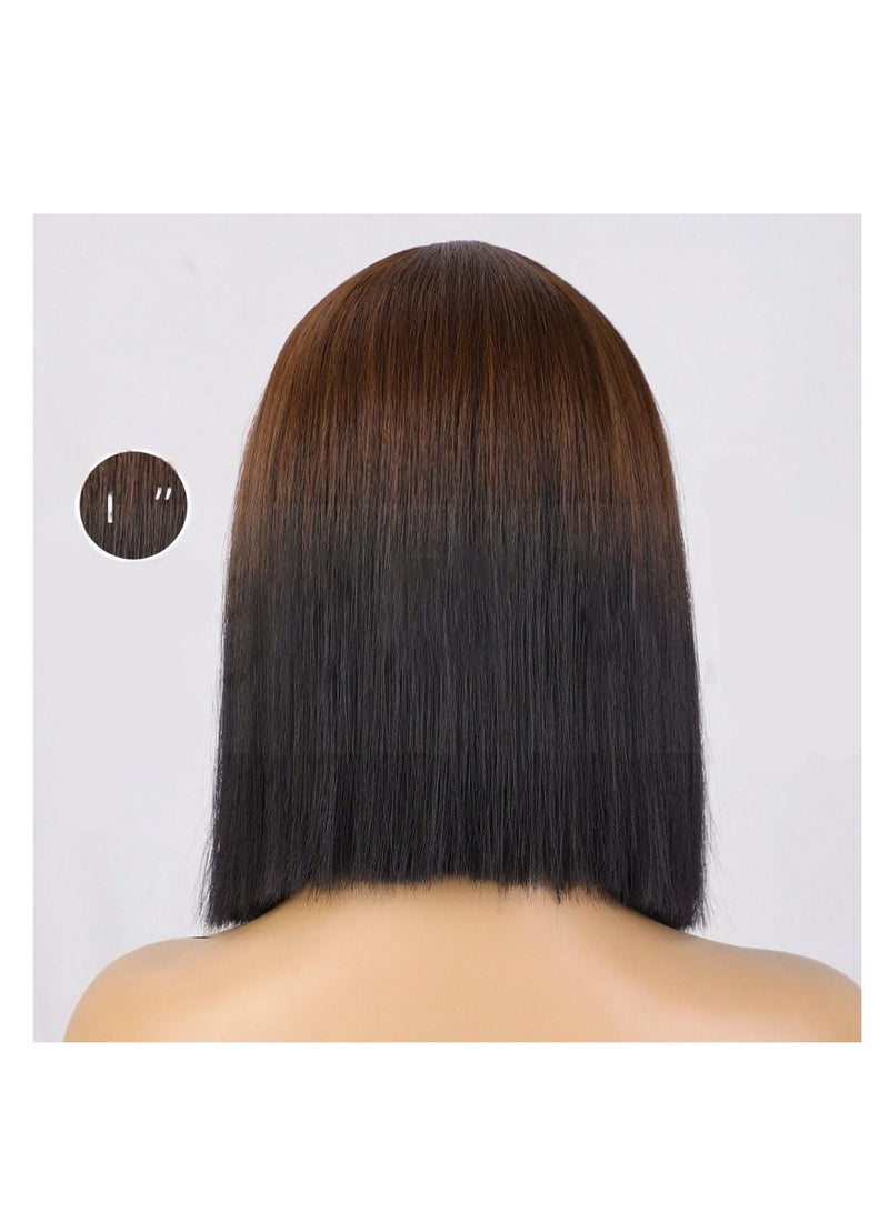 إستيل شعر مستعار صغير بدانتيل أمامي للنساء قصير مستقيم (بني غامق) - Image 3