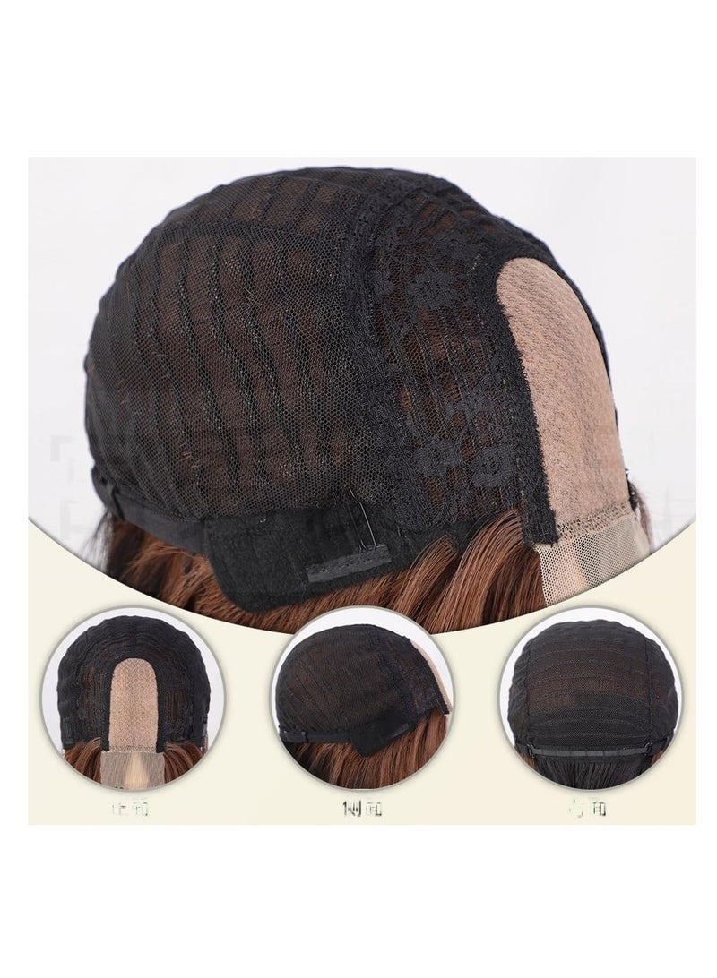 إستيل شعر مستعار صغير بدانتيل أمامي للنساء قصير مستقيم (بني غامق) - Image 4