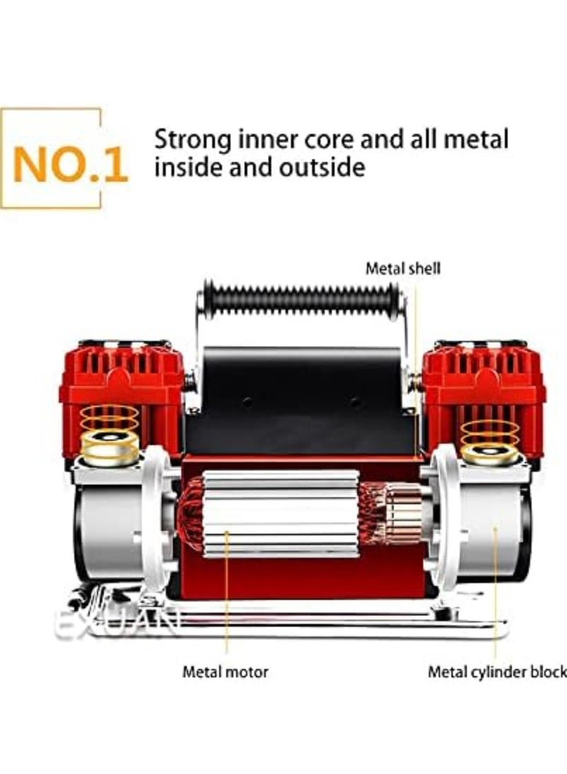 Safari Car Tire Air Inflator Professional Dual-Cylinder Air Compressor, 12V Power, 150 PSI Pressure, 300L/Min Capacity, Equipped with Air Pressure Gauge - Image 4