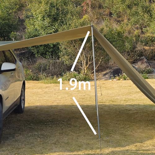 HipierFx 10x16 ft Car Side Awning with Pole Outdoor Camping Tent Tarp Waterproof Car Tent Canopy Shade Sun Shelter (Olive Green) - Image 2