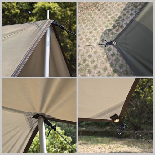 HipierFx 10x16 ft Car Side Awning with Pole Outdoor Camping Tent Tarp Waterproof Car Tent Canopy Shade Sun Shelter (Olive Green) - Image 5