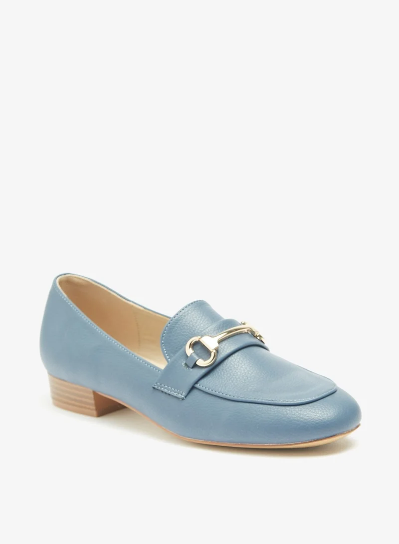 Flora Bella By Shoexpress Embellished Slip-On Loafers with Block Heels