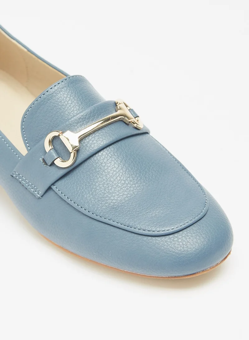 Flora Bella By Shoexpress Embellished Slip-On Loafers with Block Heels