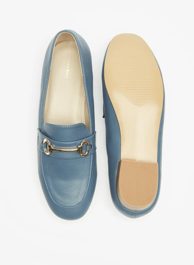 Flora Bella By Shoexpress Embellished Slip-On Loafers with Block Heels
