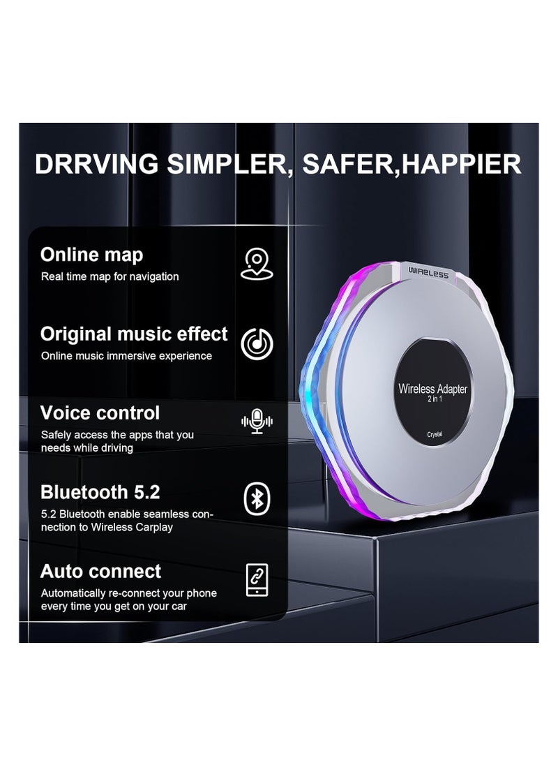 Generic - Wireless CarPlay and Android Auto Adapter, 2024 Plug & Play Magic Box for iOS 10+ and Android 11+, Includes USB-C and USB-A Cables, Easy Connection for Your Phone. - Image 1