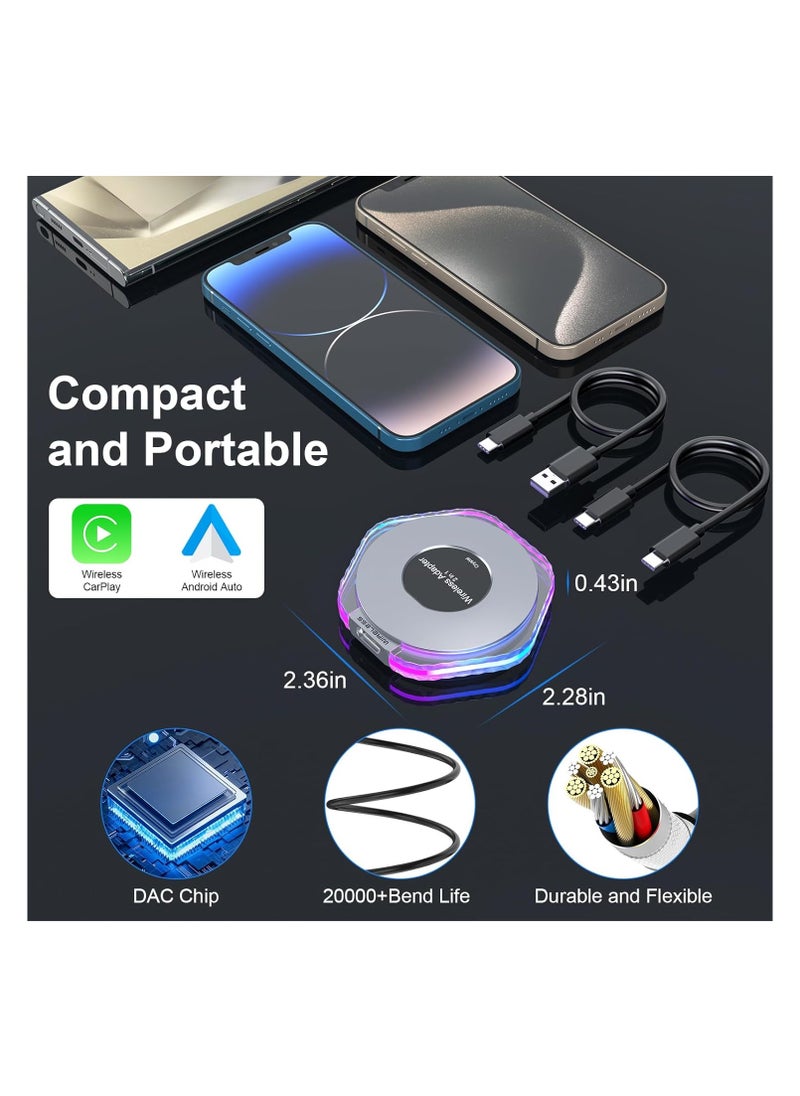 Generic - Wireless CarPlay and Android Auto Adapter, 2024 Plug & Play Magic Box for iOS 10+ and Android 11+, Includes USB-C and USB-A Cables, Easy Connection for Your Phone. - Image 1