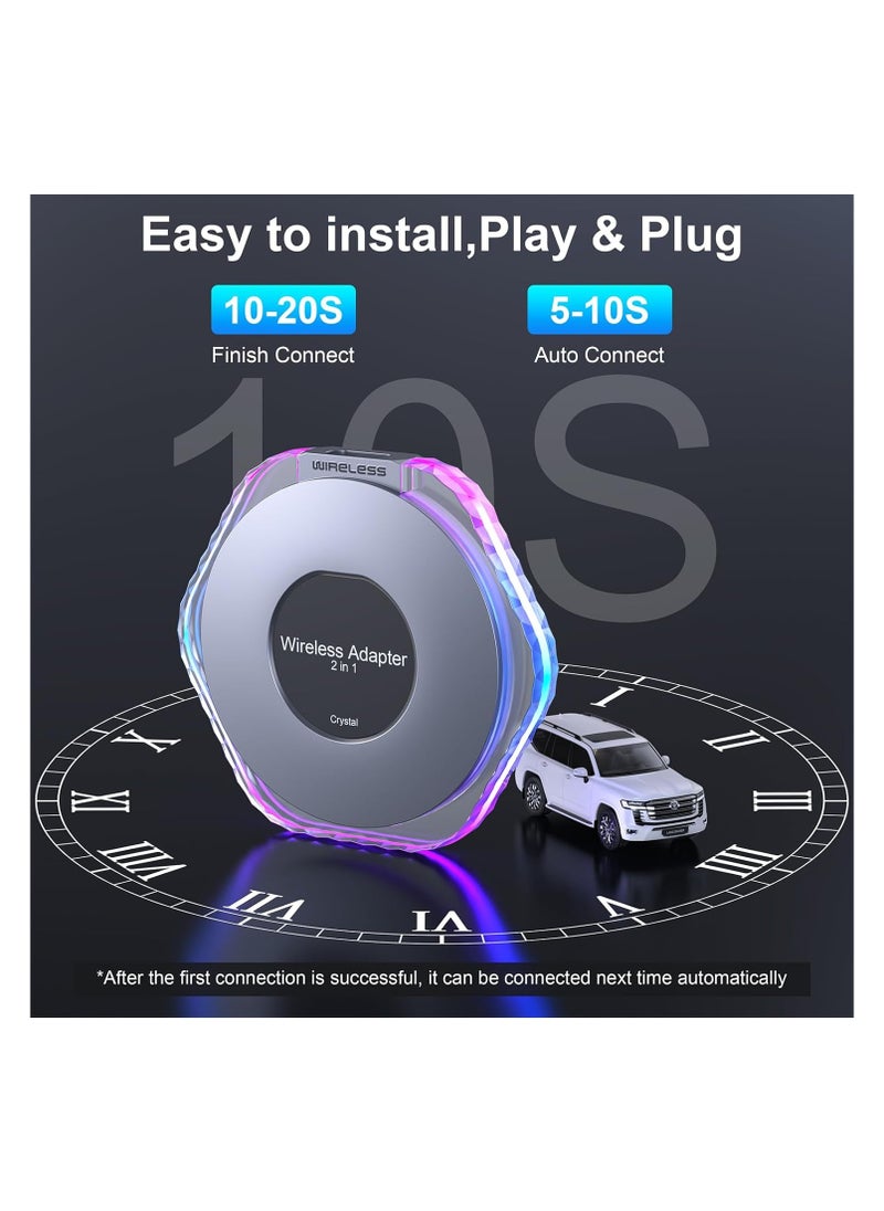 Generic - Wireless CarPlay and Android Auto Adapter, 2024 Plug & Play Magic Box for iOS 10+ and Android 11+, Includes USB-C and USB-A Cables, Easy Connection for Your Phone. - Image 1