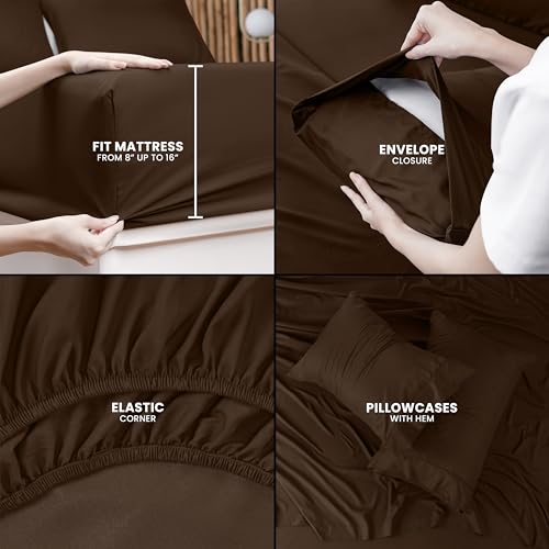 Utopia Bedding Full Sheet Set – 4 Piece Bed Sheets for Full Size Bed, Soft and Breathable Microfiber, Includes 1 Fitted Sheet, 1 Flat Sheet and 2 Pillowcases (Brown) - Image 5