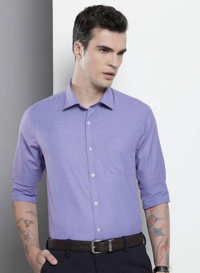 The Indian Garage Co Men Slim Fit Solid Full Sleeves Cutaway Collar Formal Shirt
