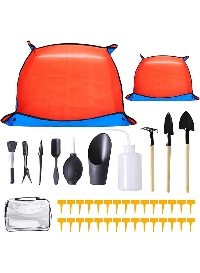promass Repotting Mat,43PCS Gardening Hand Tools,Portable and Foldable Gardening Supplies,Waterproof Potting Mat,Repotting Mat for Indoor Plants,Blue-Orange - Image 1