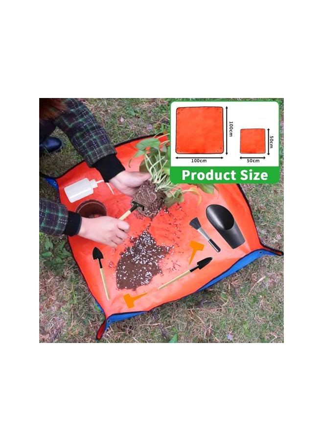promass Repotting Mat,43PCS Gardening Hand Tools,Portable and Foldable Gardening Supplies,Waterproof Potting Mat,Repotting Mat for Indoor Plants,Blue-Orange - Image 3
