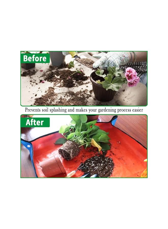 promass Repotting Mat,43PCS Gardening Hand Tools,Portable and Foldable Gardening Supplies,Waterproof Potting Mat,Repotting Mat for Indoor Plants,Blue-Orange - Image 2