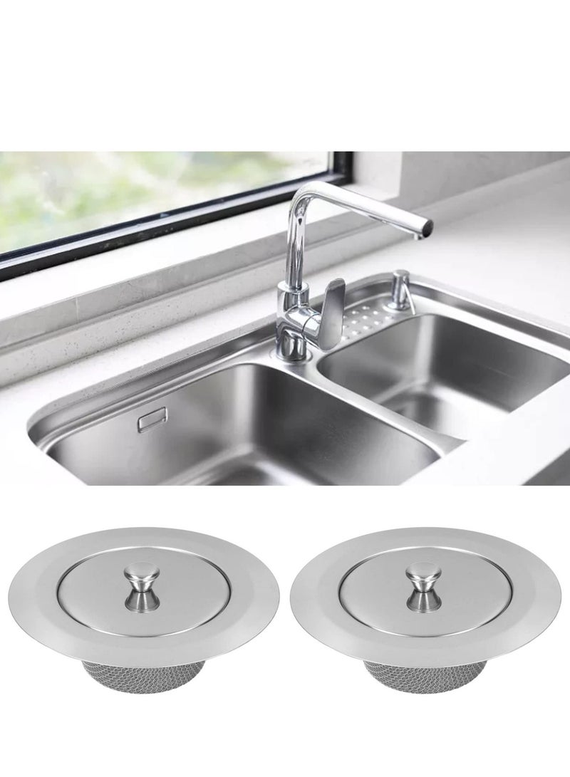 Excefore Kitchen Sink Strainer, 2pcs Stainless Steel Sink Drain Strainer Sink Filter, for Kitchen Sinks Bathroom, Bathtub, Shower Drains, Disposal Waste - Image 2