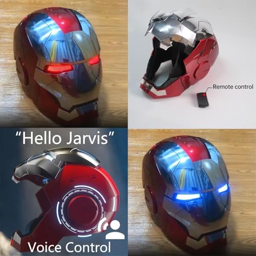 Tarrshiney Javis Cool Mark 5 Helmet Silver Voice Control/Sensing/Remote Control Open/Close with Sounds & LED Eyes Light Up Super Hero 1:1 Model Cosplay Prop for Halloween Christmas and Birthday. - Image 3