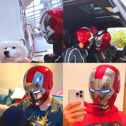 Tarrshiney Javis Cool Mark 5 Helmet Silver Voice Control/Sensing/Remote Control Open/Close with Sounds & LED Eyes Light Up Super Hero 1:1 Model Cosplay Prop for Halloween Christmas and Birthday. - Image 5